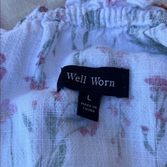 Floral V-Neck Midi Dress by Well Worn, Linen blend-feels great and pockets! Lg - Picture 7 of 8